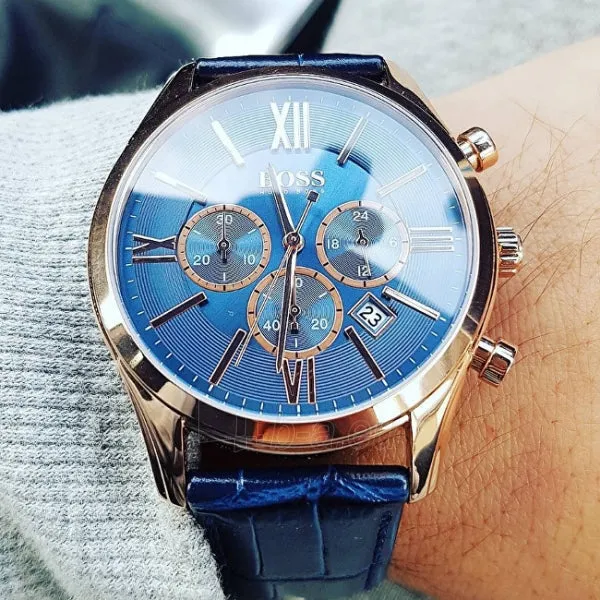 Hugo Boss Ambassador Chronograph Blue Dial Men's Watch 1513320 (Defect)