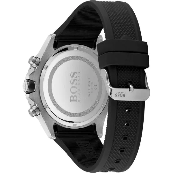 HUGO BOSS Globetrotter Black Silicone Strap Black Dial Chronograph Quartz Watch for Gents - 1513820