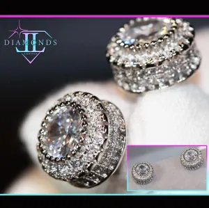 Iced Out Ear Studs | Diamond Earrings | Womens Earrings | Diamond Ear Studs | Womens Stud Earrings | Hip Hop Ear Studs |  Big Ear Studs