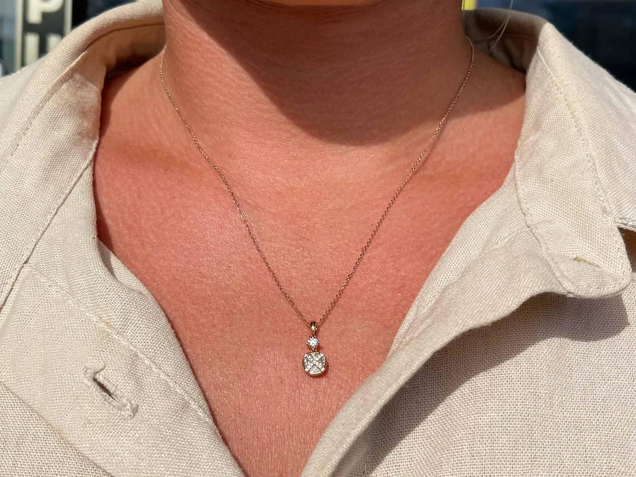 Illusion Setting Diamond Pendant in 18k Rose Gold