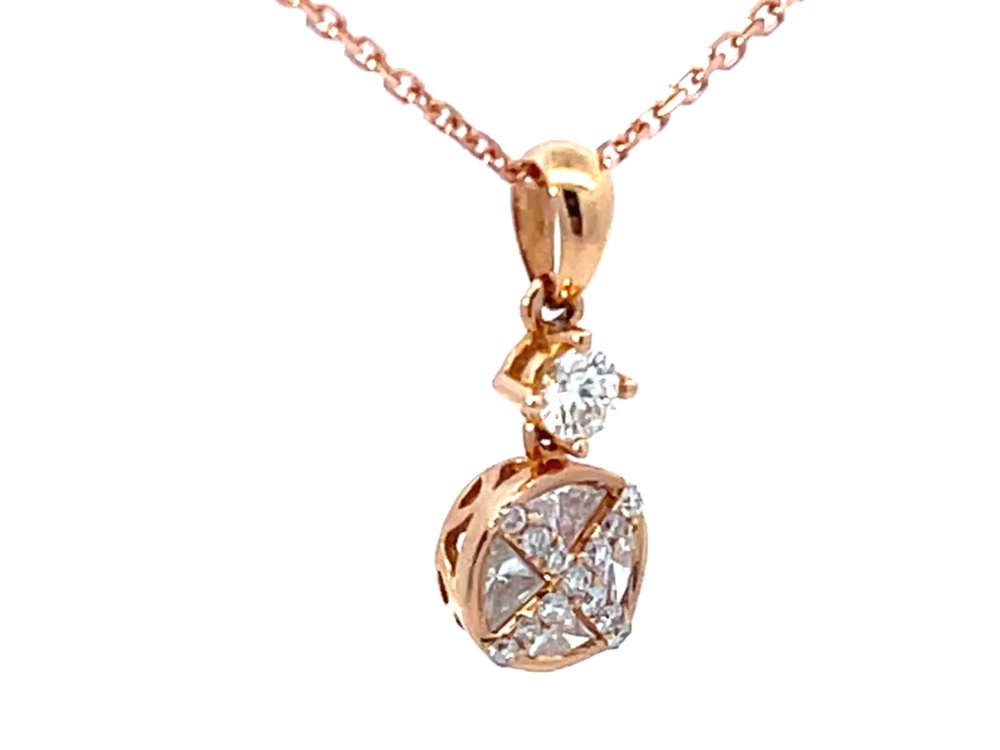 Illusion Setting Diamond Pendant in 18k Rose Gold