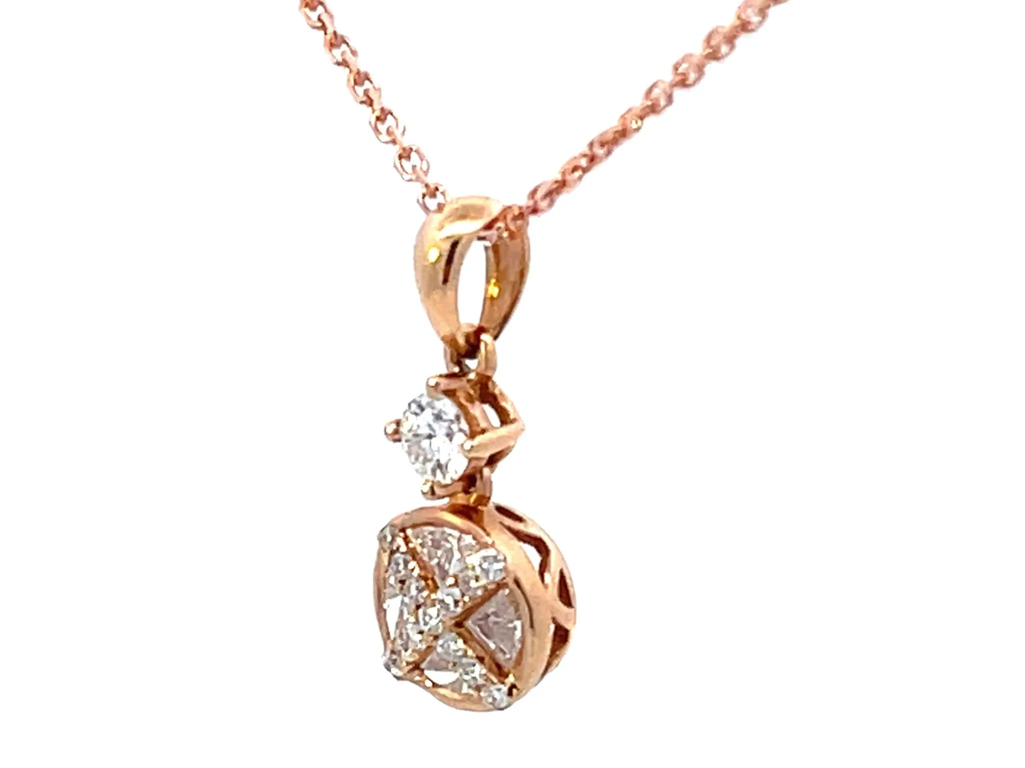 Illusion Setting Diamond Pendant in 18k Rose Gold