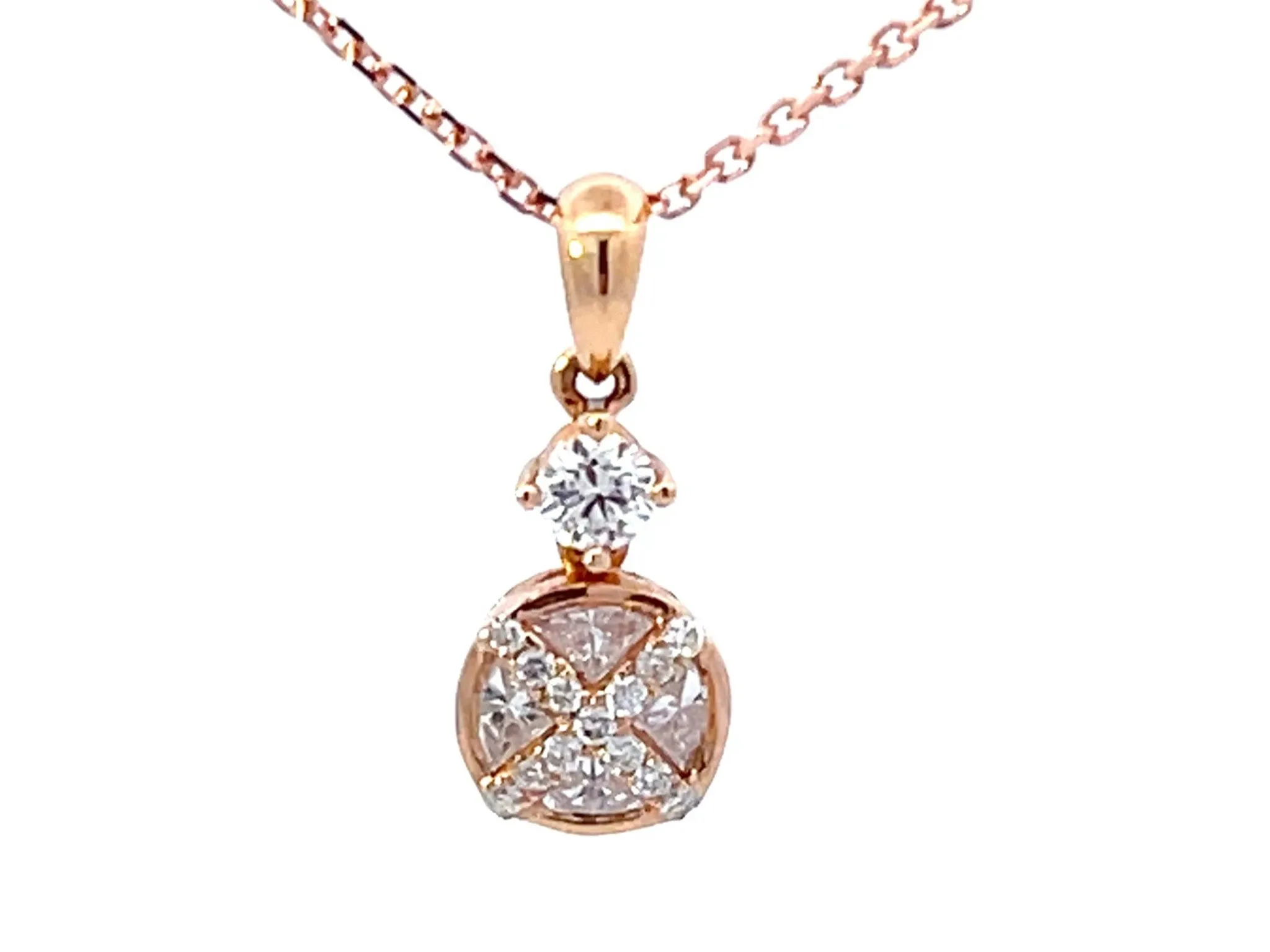Illusion Setting Diamond Pendant in 18k Rose Gold