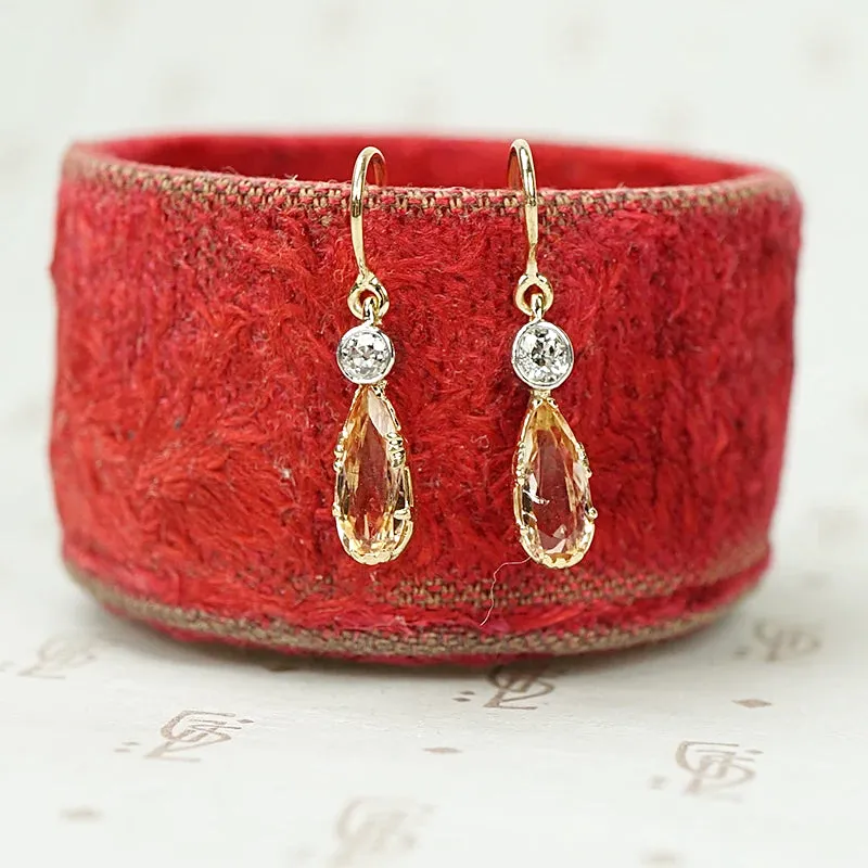 Imperial Topaz and Diamond Drop Earrings