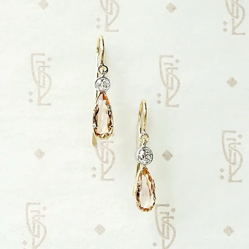 Imperial Topaz and Diamond Drop Earrings