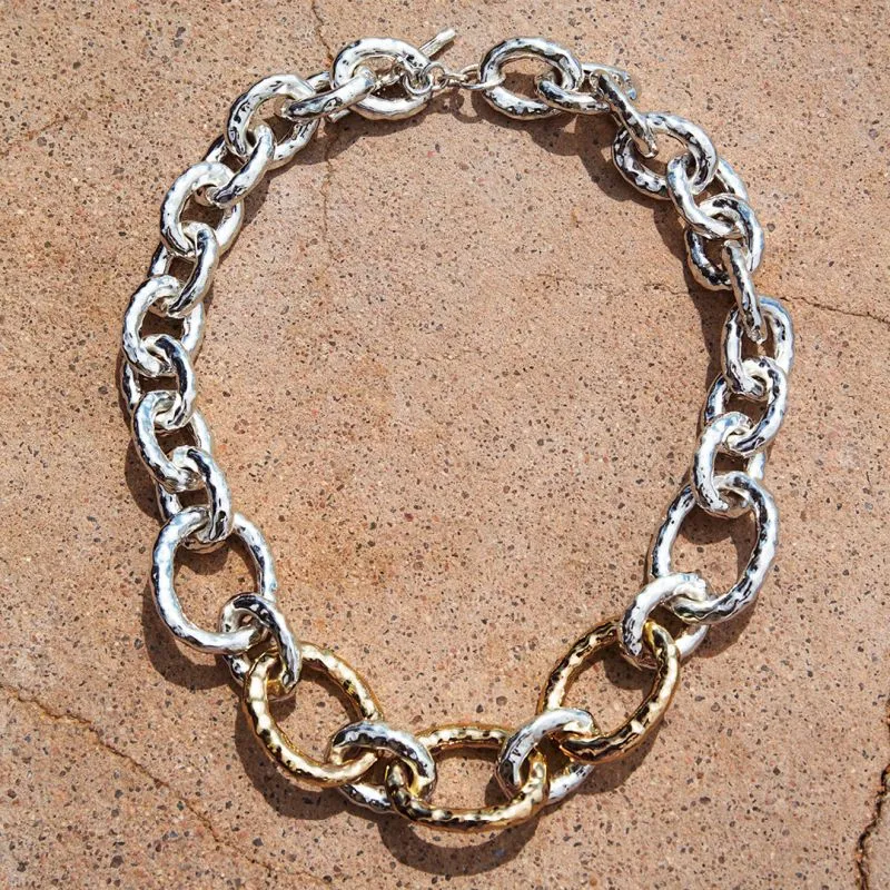 IPPOLITA Chimera Sterling Silver and 18K Yellow Gold Bastille Chain Link Necklace