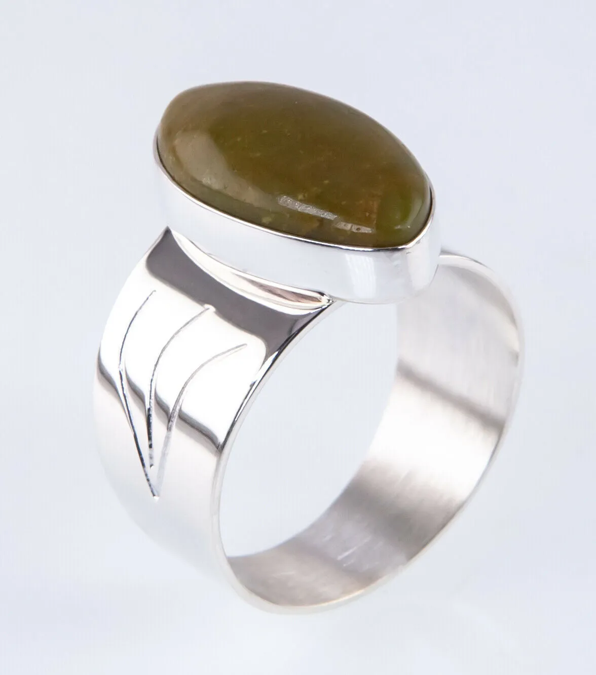 Jay King DTR Sterling Silver Cuff & Ring Set w/ Green Jasper