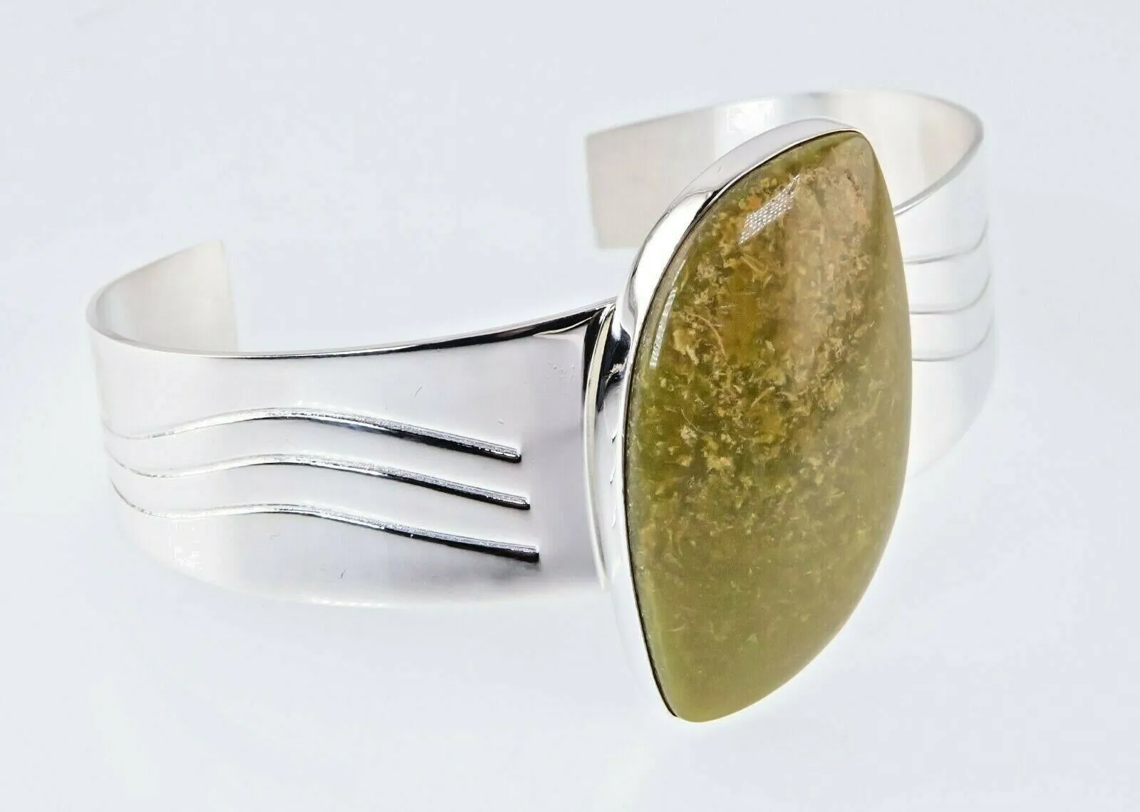 Jay King DTR Sterling Silver Cuff & Ring Set w/ Green Jasper
