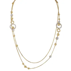 John Hardy Contemporary Diamond 18 Karat Two-Tone Gold Long Station Chain Necklace