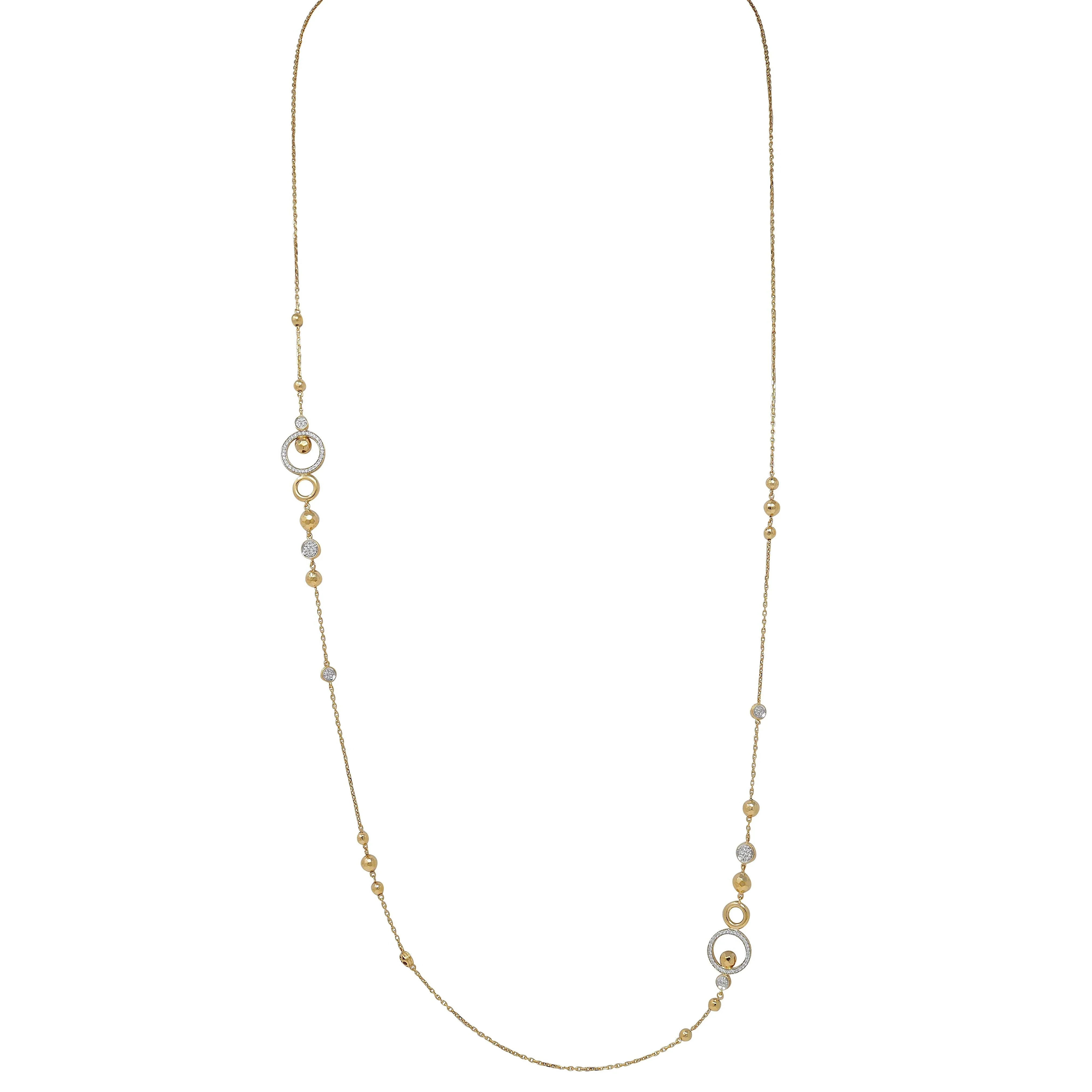 John Hardy Contemporary Diamond 18 Karat Two-Tone Gold Long Station Chain Necklace