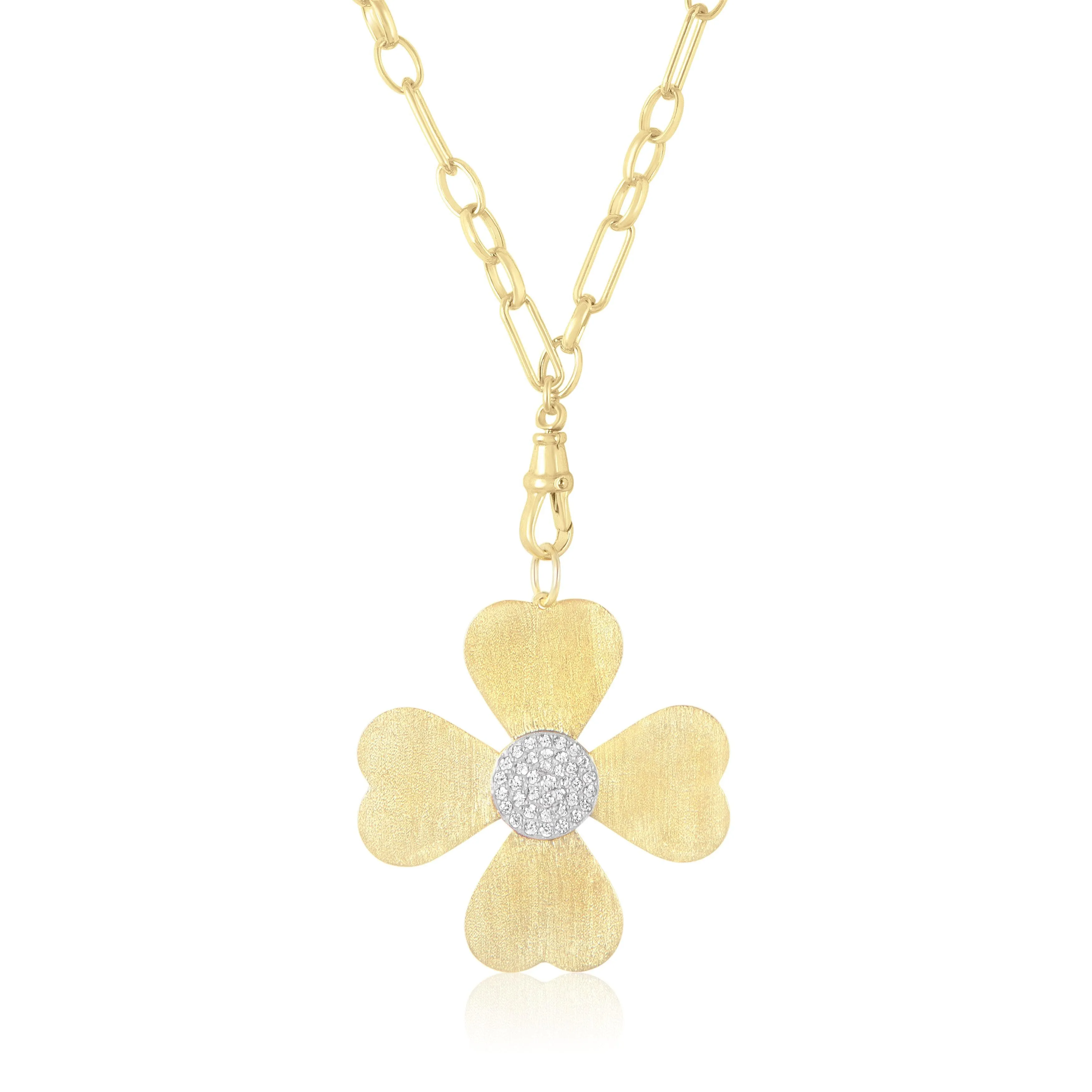 jumbo matte clover charm necklace