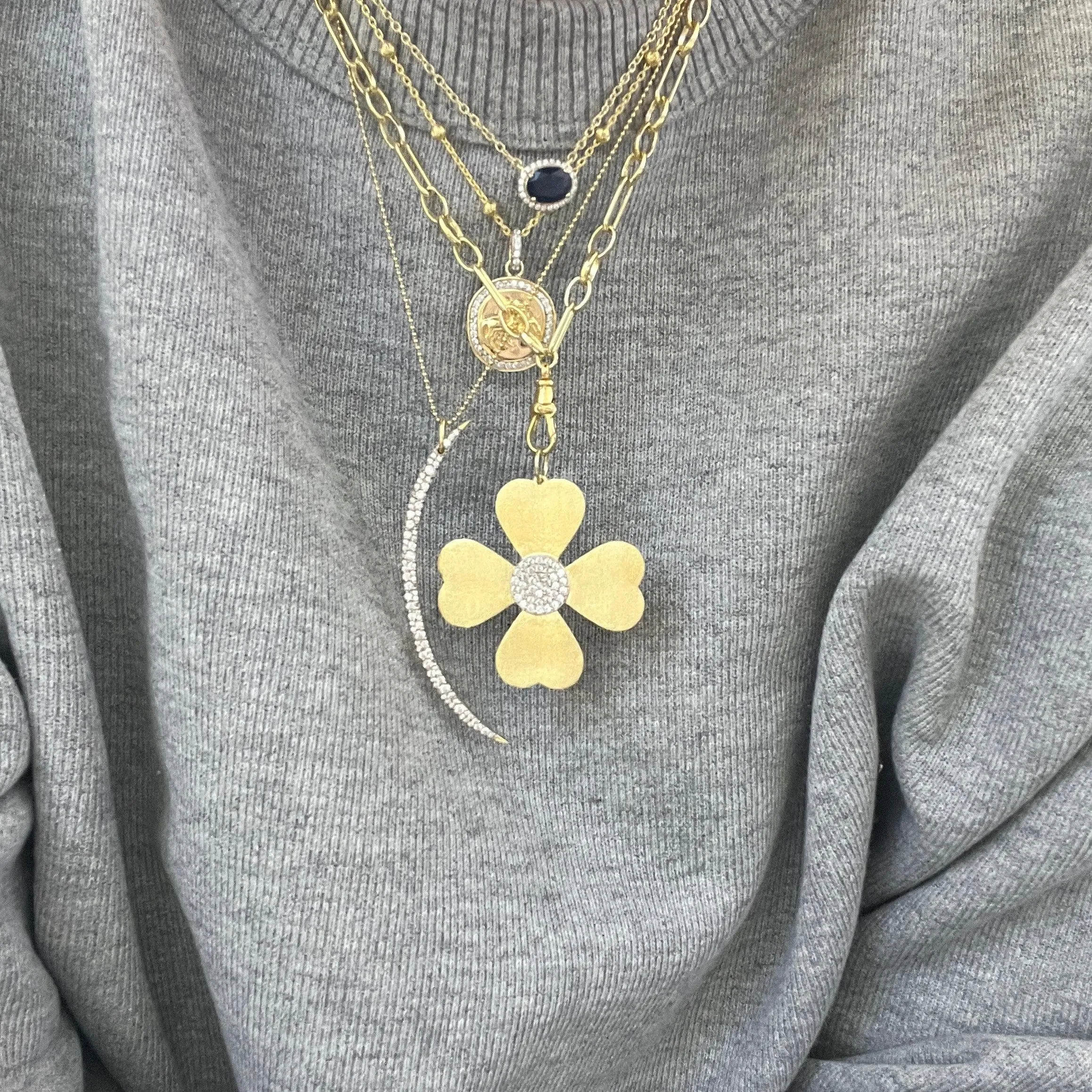 jumbo matte clover charm necklace