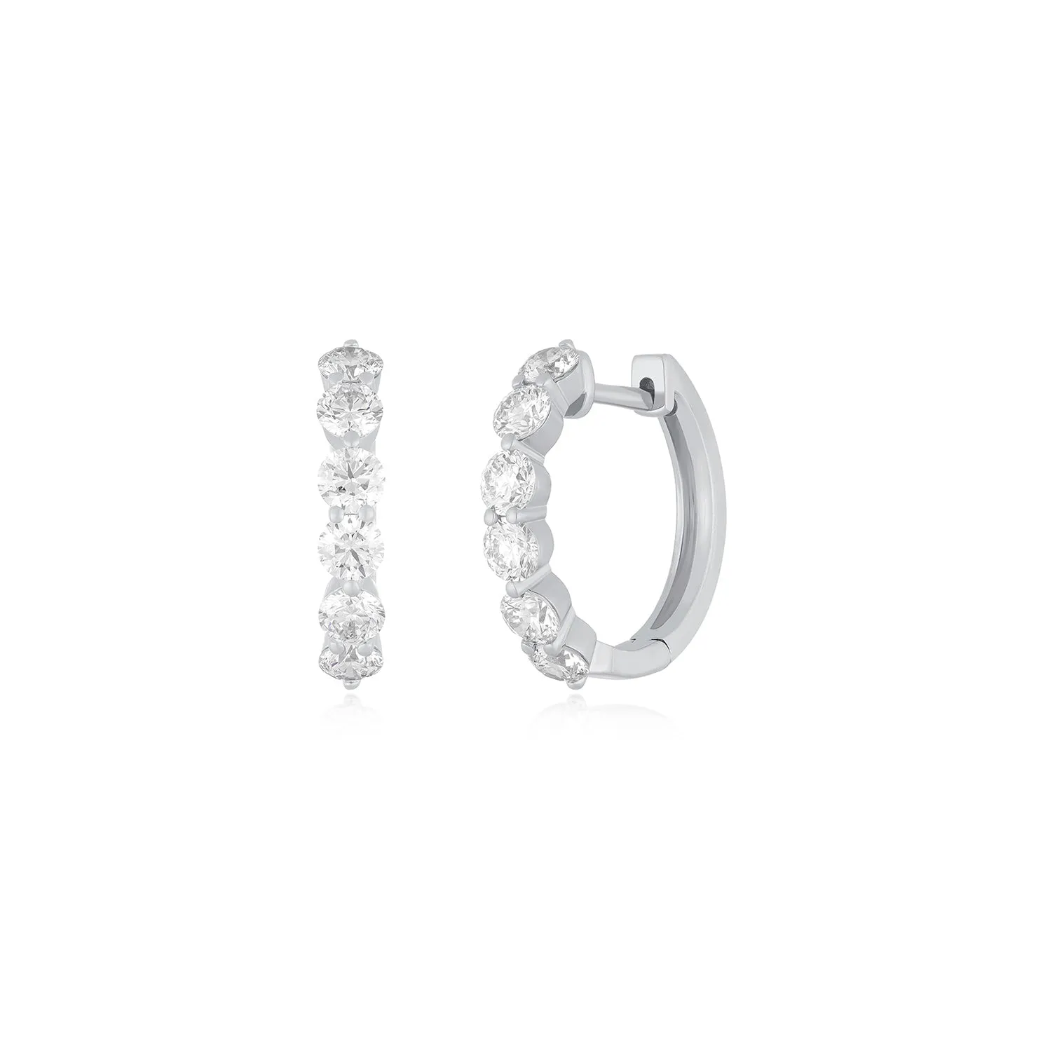 Jumbo Prong Set Diamond Hoop Earrings