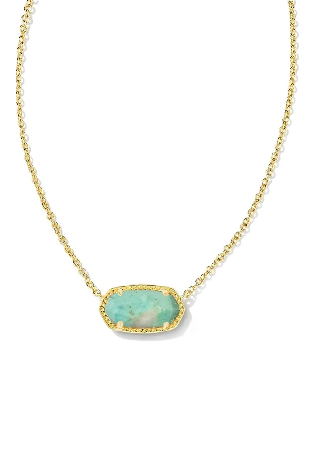 Kendra Scott Elisa Gold Pendant Necklace in Sea Green Chrysocolla | N5067GLD-SEAGREEN
