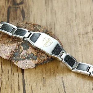 Knights Templar Bracelet - Cross Carbon Fiber Magnetic