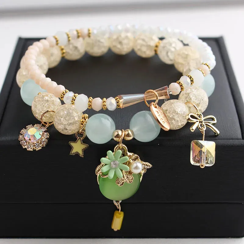 Korean Style fresh wrist bracelet for women outbreak beads elastic bracelets for women butterfly starfish girl jewelry for women