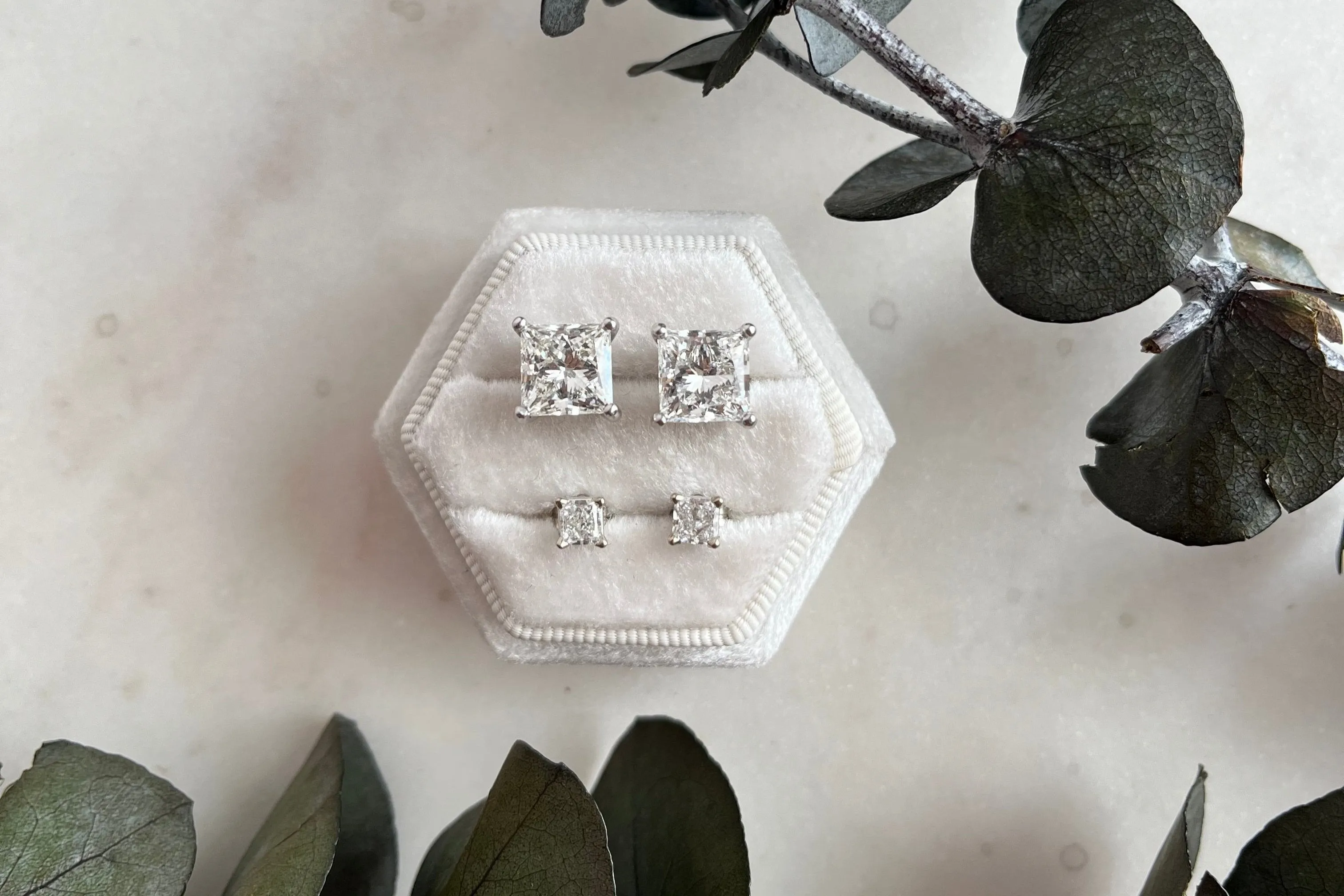 Lab-Grown 6tcw. Princess Cut Diamond Earrings