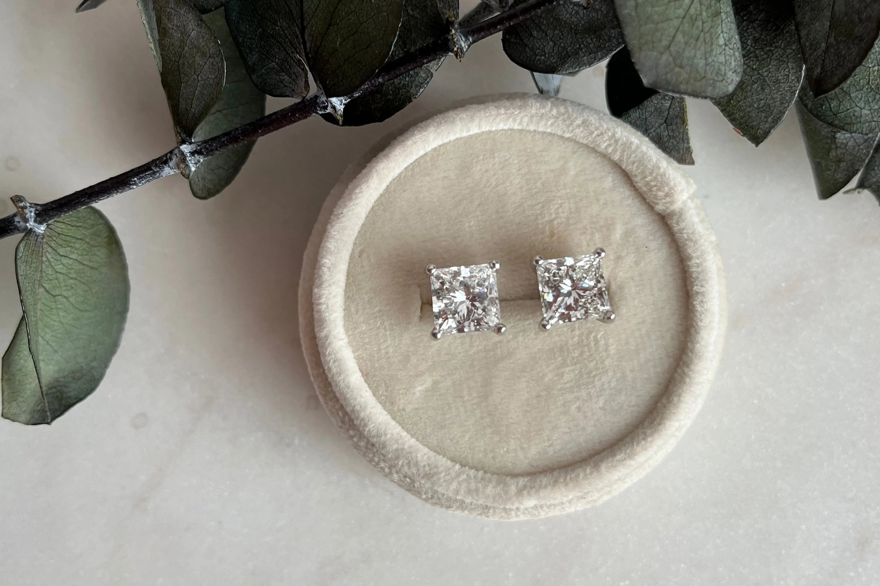 Lab-Grown 6tcw. Princess Cut Diamond Earrings