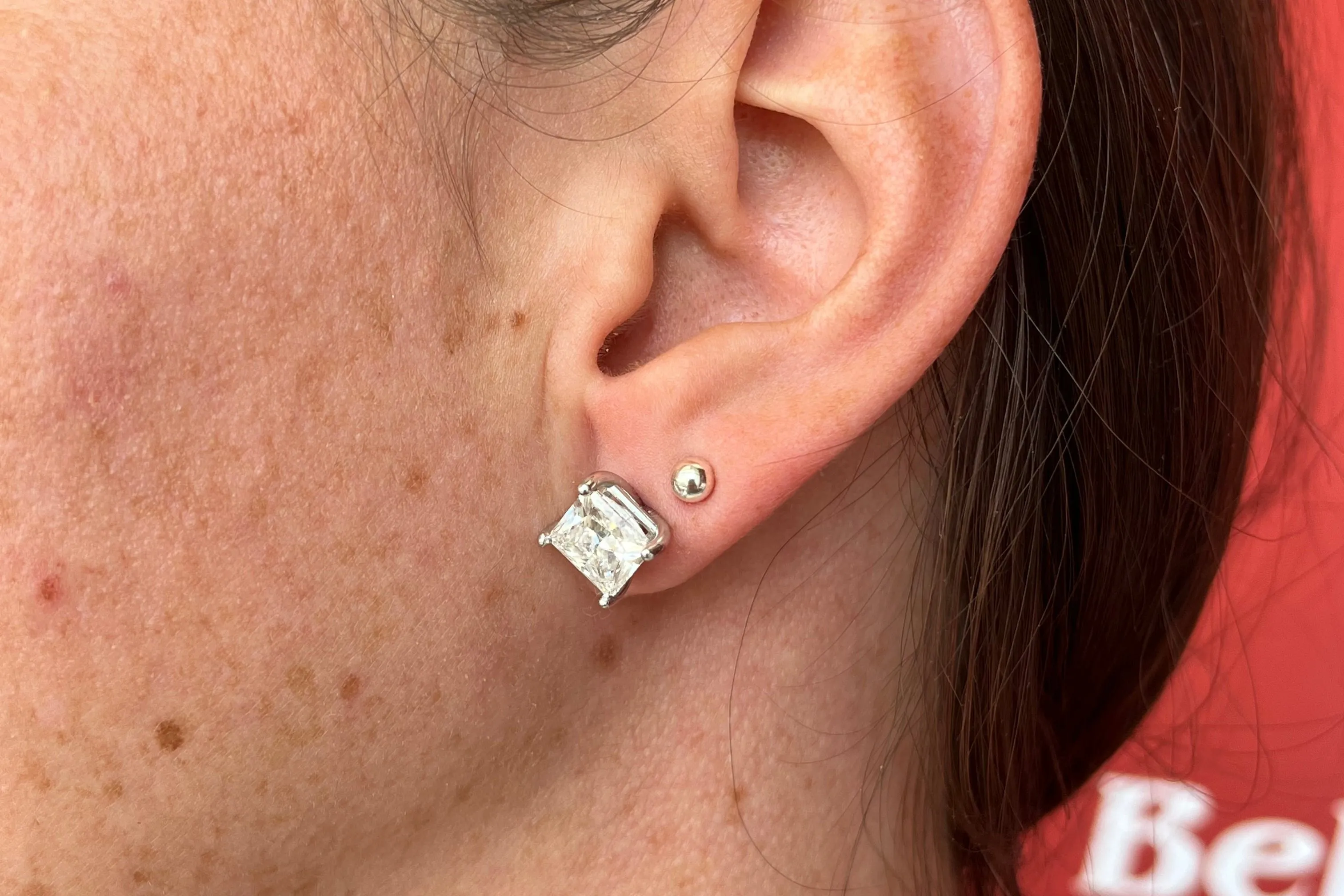 Lab-Grown 6tcw. Princess Cut Diamond Earrings