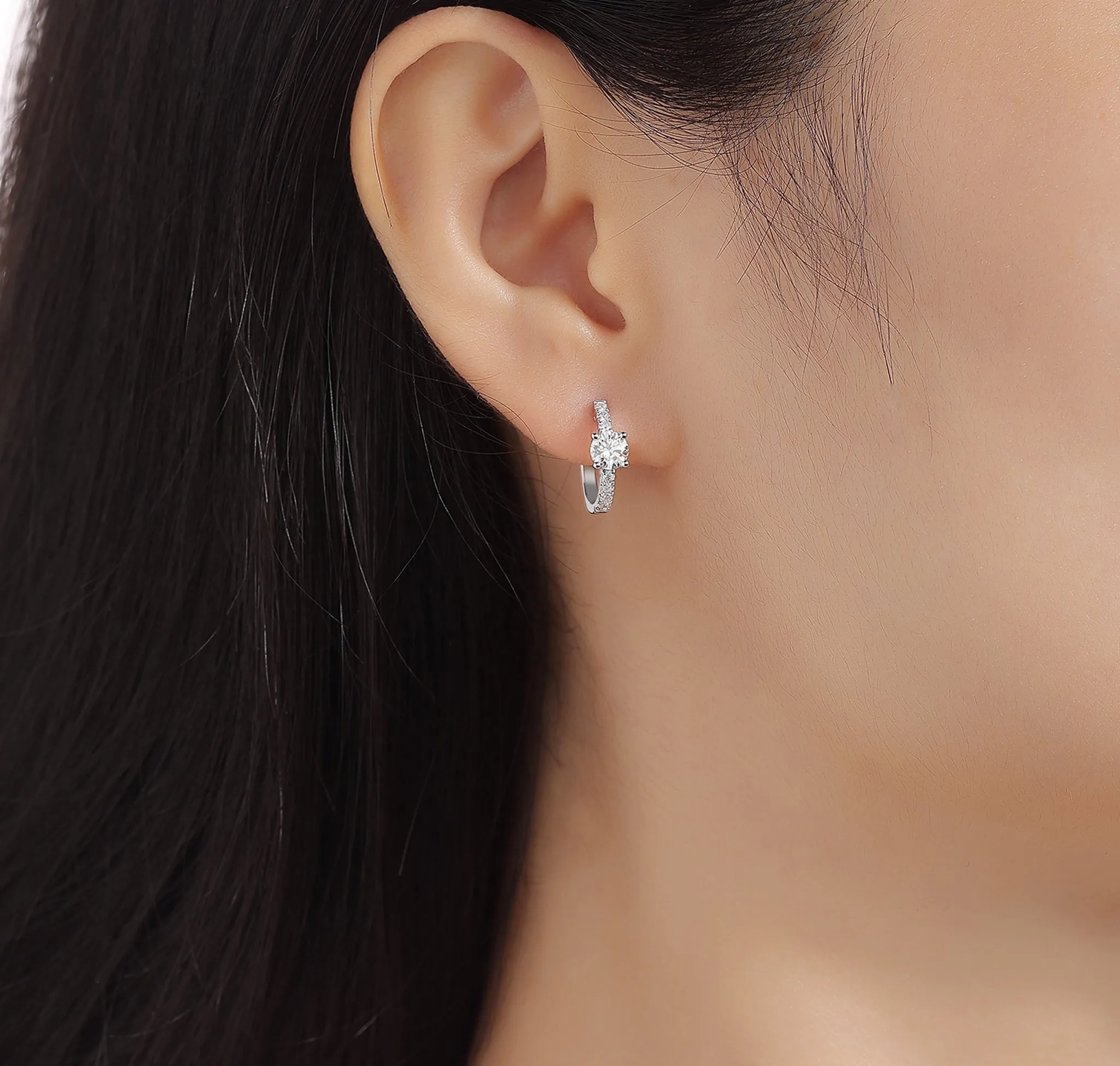 Lab Grown Diamond 0.82ct Round mini hoop Earrings