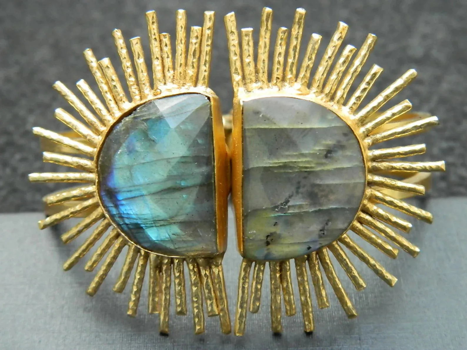 Labradorite Sunburst Hinged Cuff