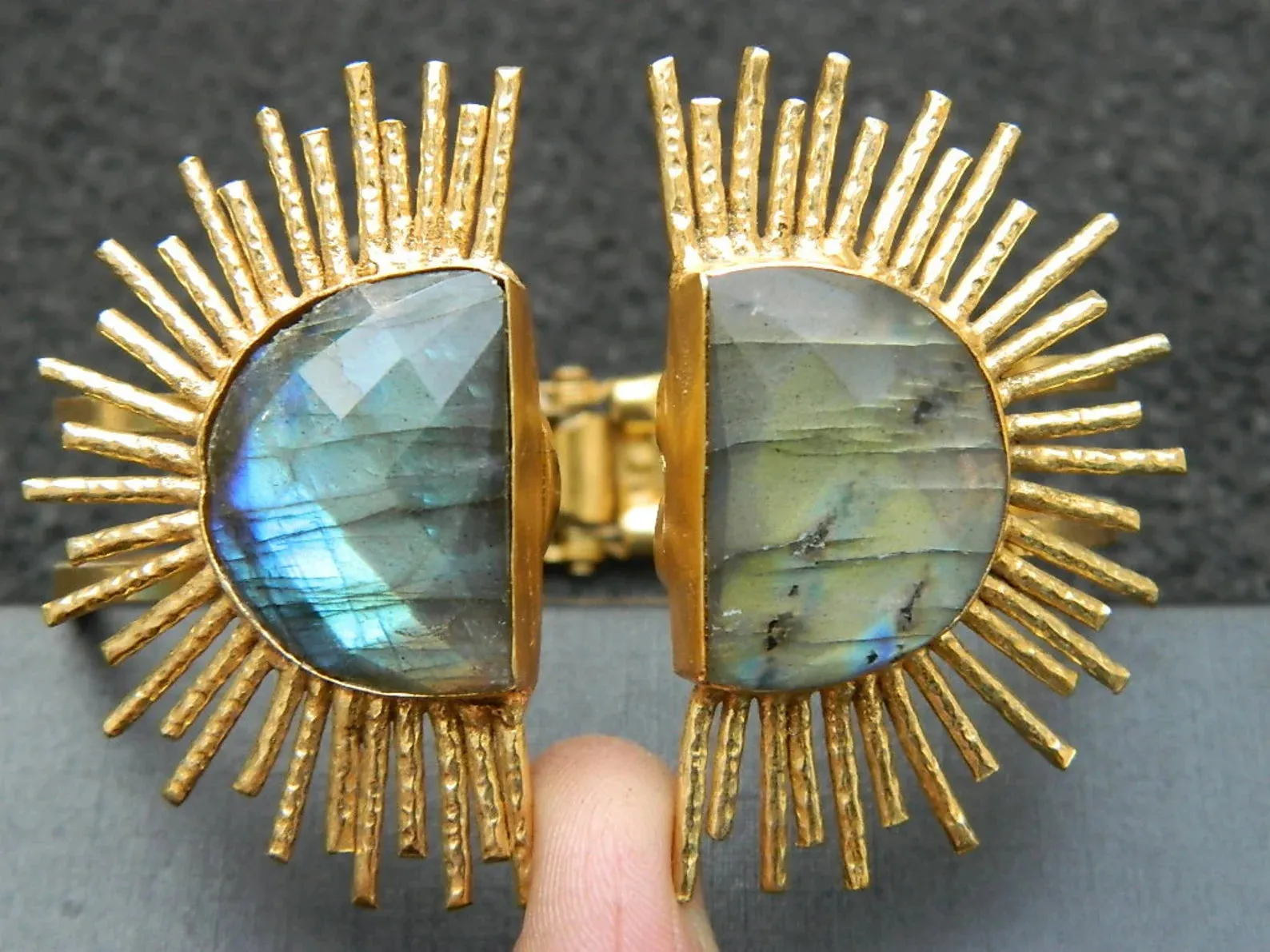 Labradorite Sunburst Hinged Cuff