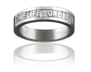 Ladies 14KT White Gold One Life, One Love Christian Wedding Ring