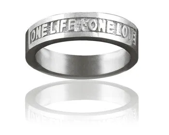 Ladies 14KT White Gold One Life, One Love Christian Wedding Ring