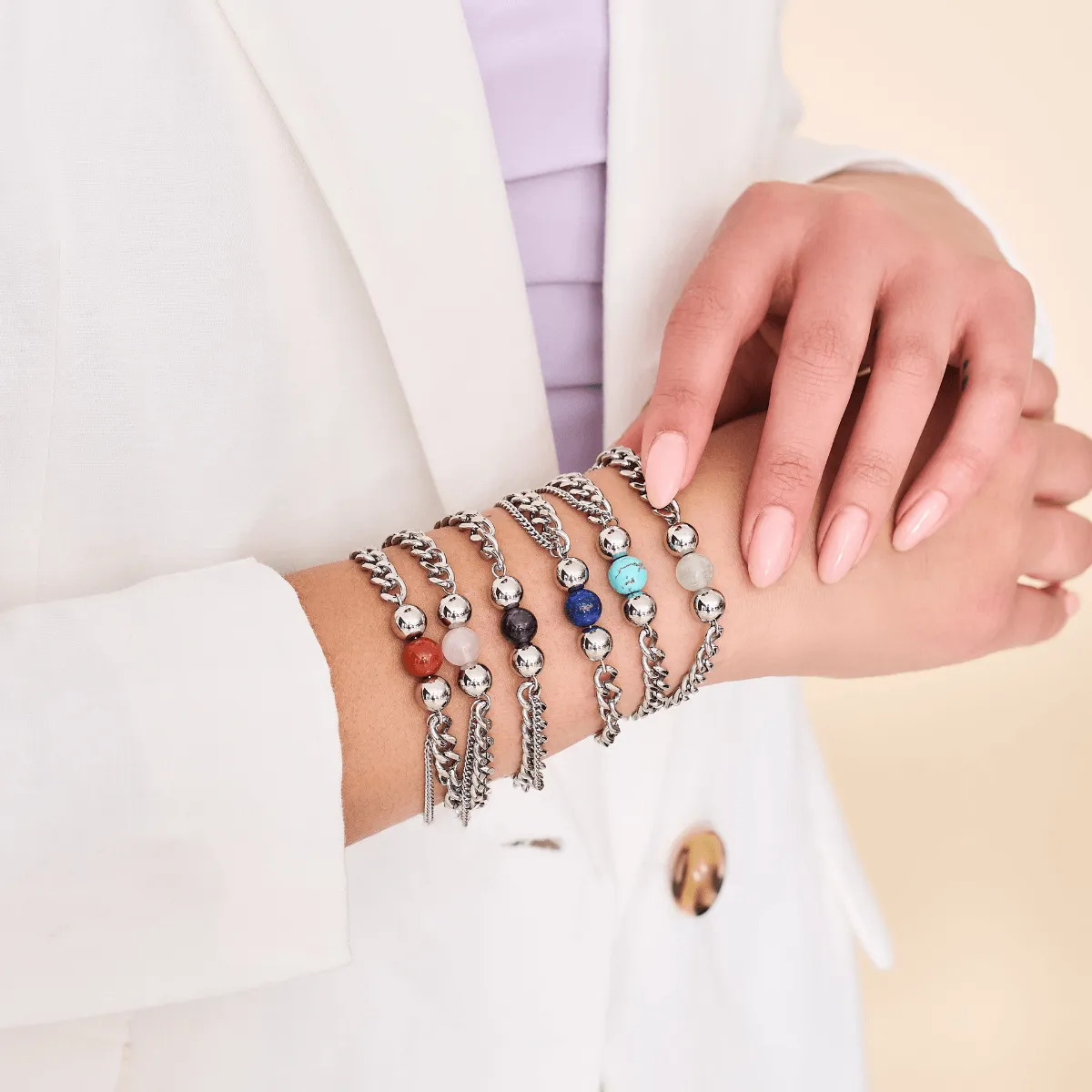 Lapis x Silver | Gemstone Chain Bracelet