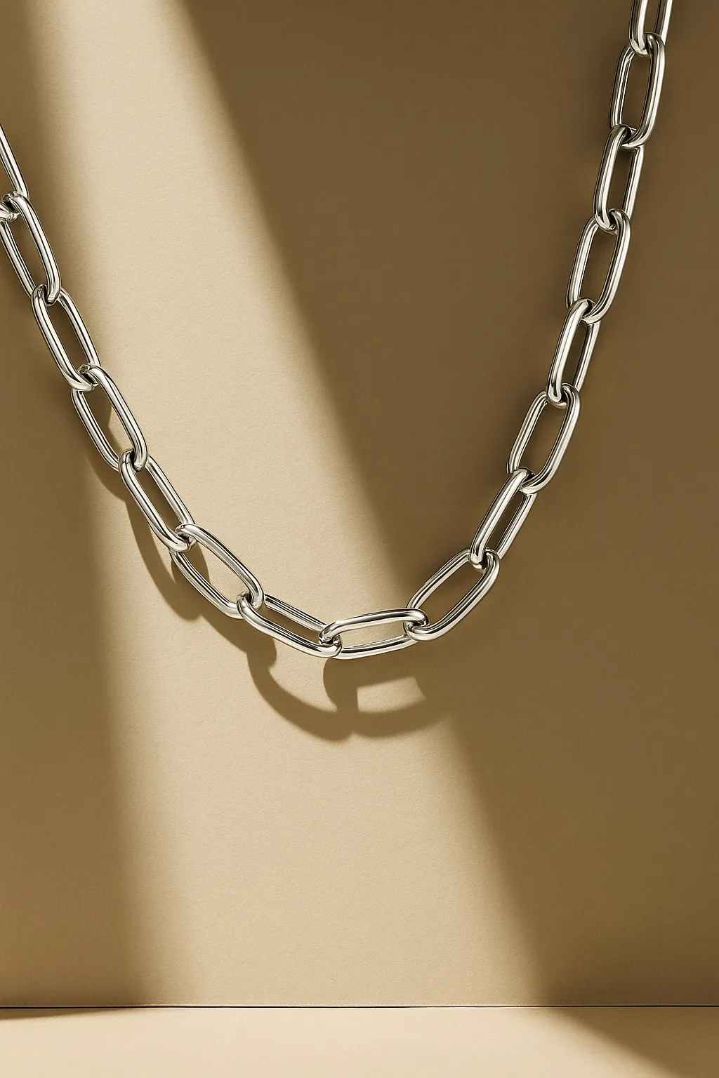 Large Link Paperclip Chain Silver Plated