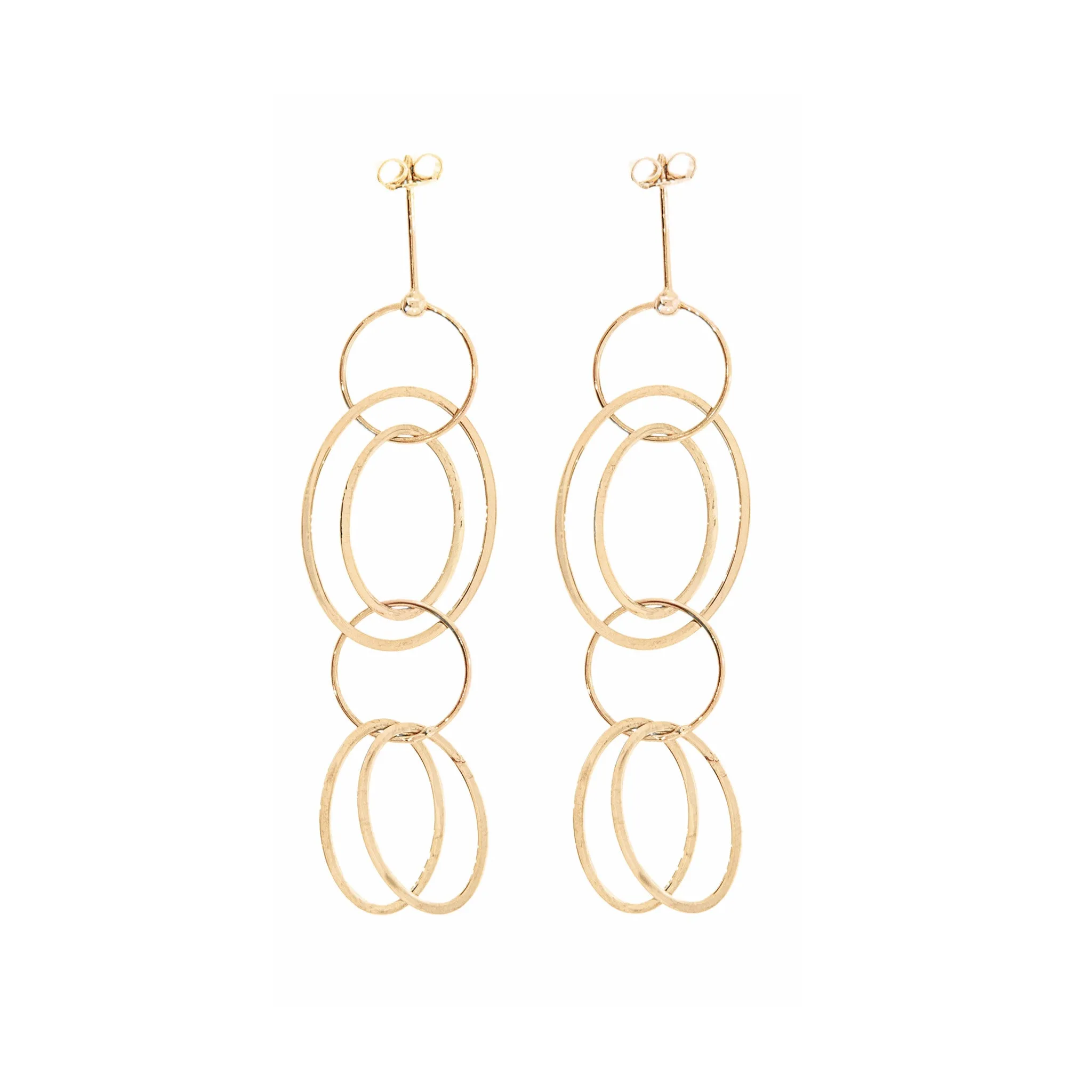 Large Loop Chain Post Earrings in 14K Yellow Gold