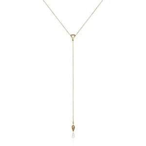 Lariat Necklace with Pavé Plumb Drop