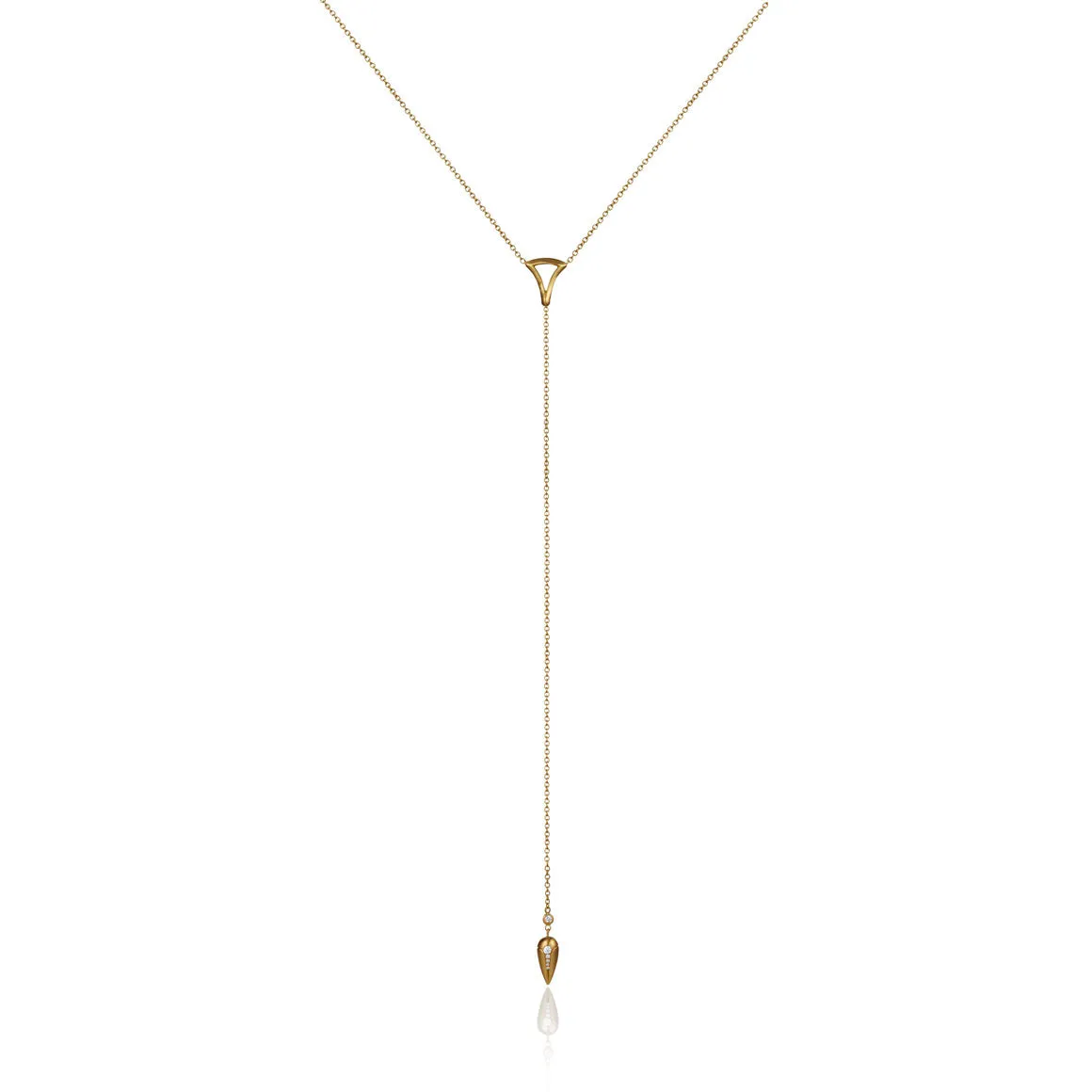 Lariat Necklace with Pavé Plumb Drop