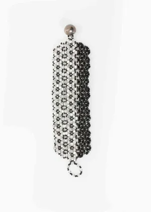 Lattice Bead Cuff in Silver/Black