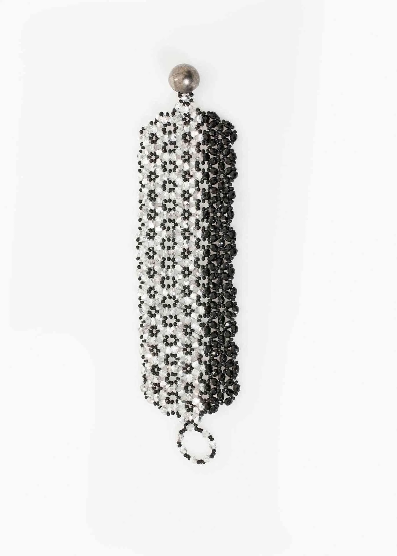 Lattice Bead Cuff in Silver/Black