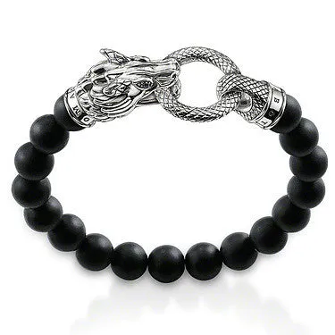 Leather Tibetan silver men bracelet titanium fashion male vintage accessories parataxis dragon bracelet men jewelry
