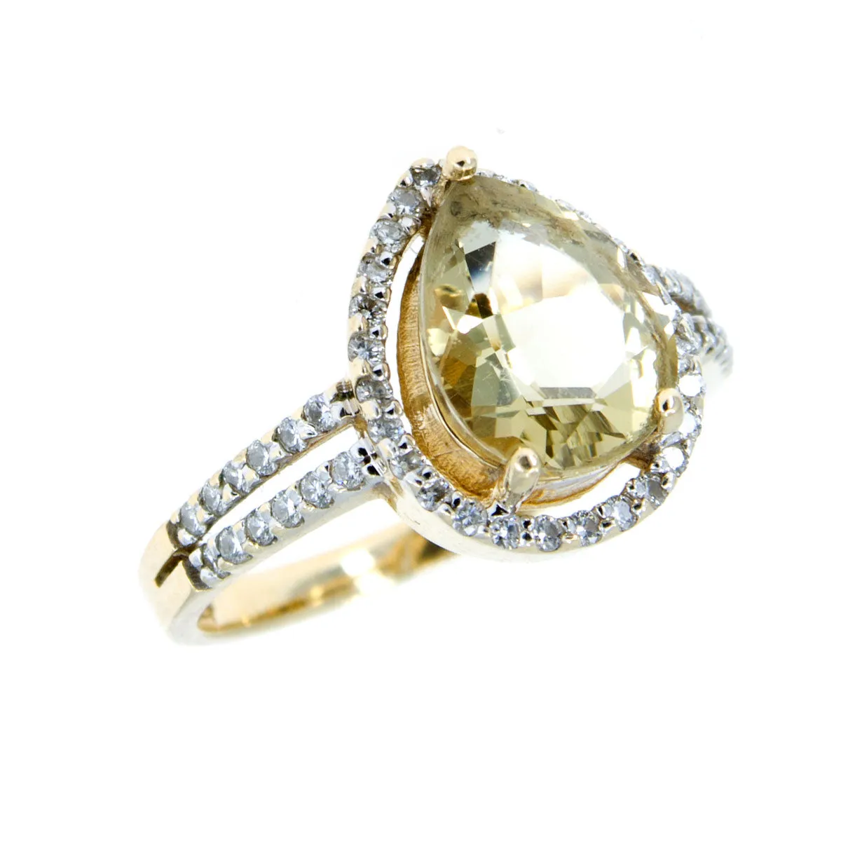Lemon Citrine & Diamond Ring by Kristina