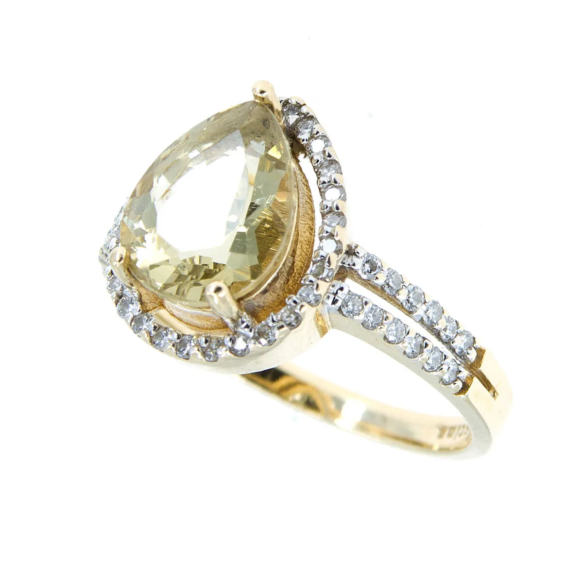 Lemon Citrine & Diamond Ring by Kristina