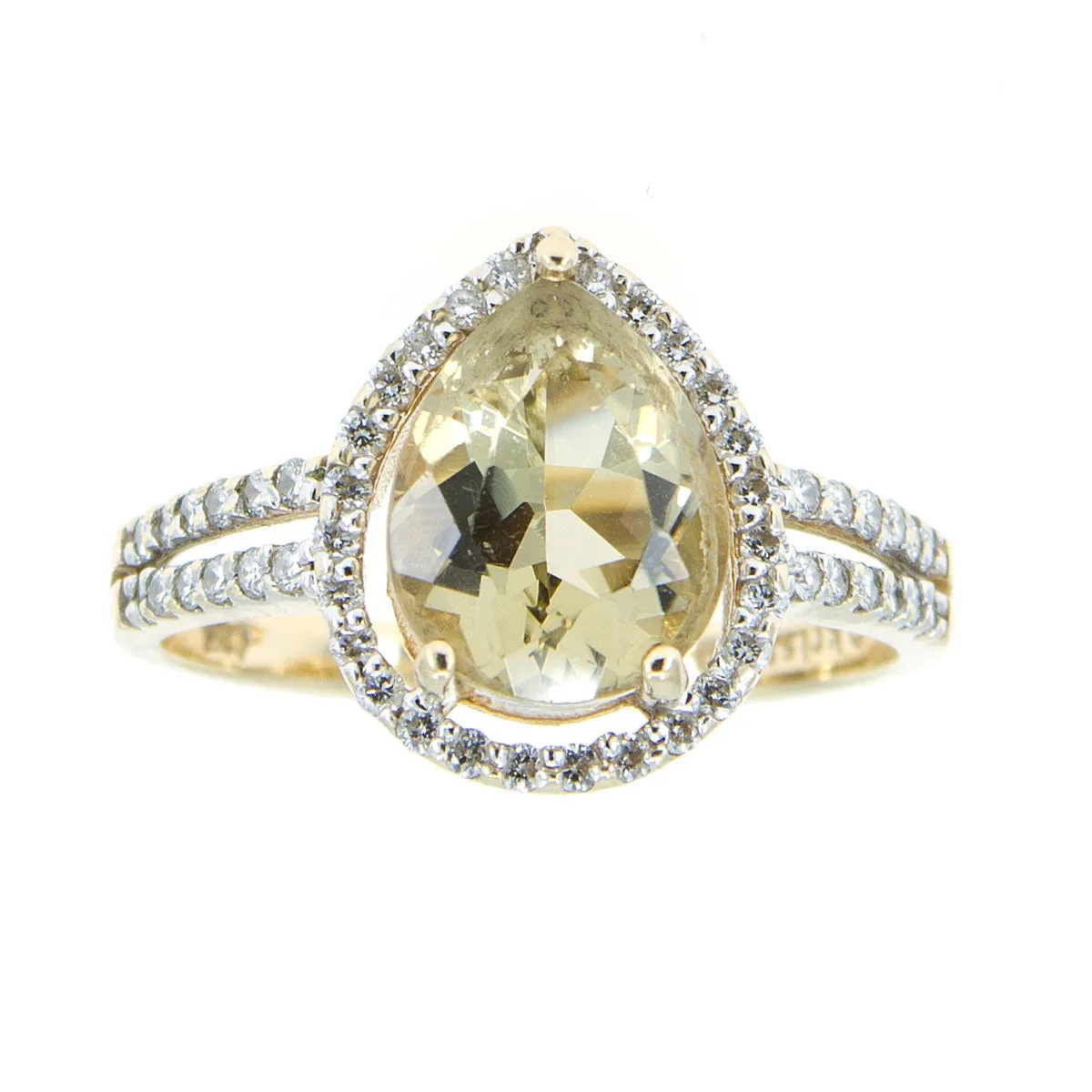 Lemon Citrine & Diamond Ring by Kristina