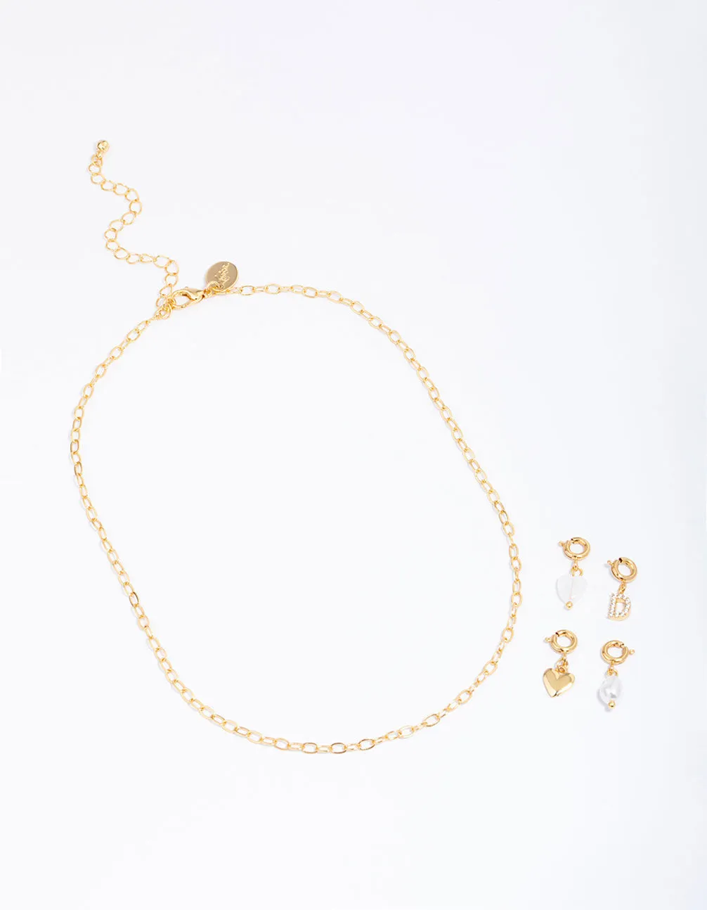 Letter 'D' Gold Plated Initial Customisable Charm Necklace