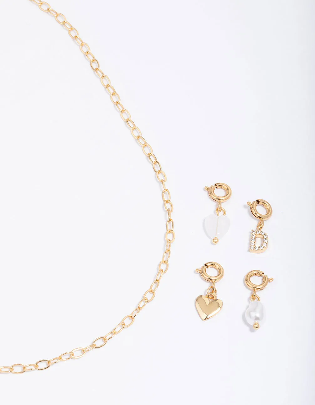 Letter 'D' Gold Plated Initial Customisable Charm Necklace