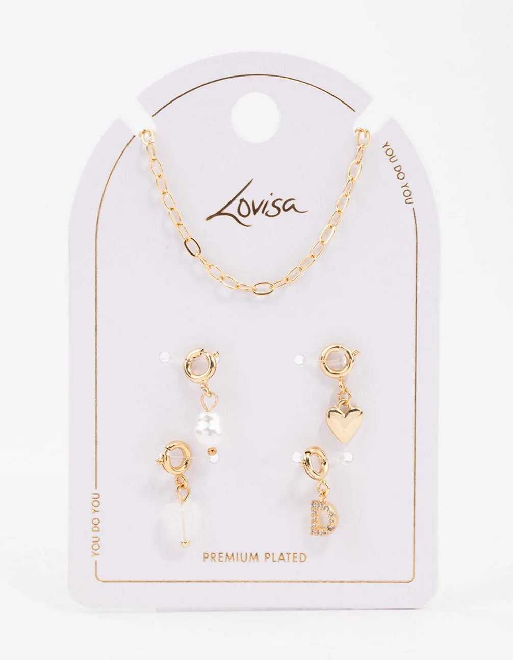 Letter 'D' Gold Plated Initial Customisable Charm Necklace