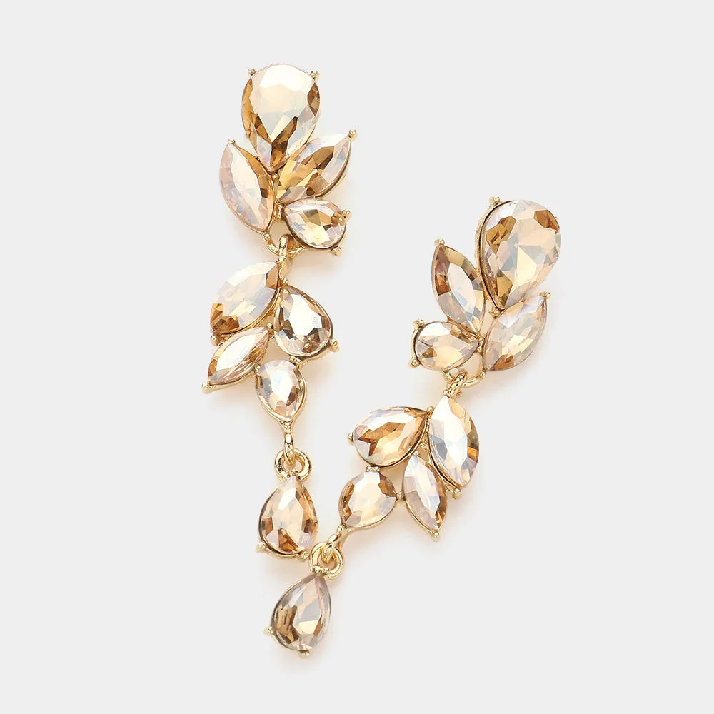 Light Topaz Teardrop and Marquise Cluster Dangle Earrings | Pageant Jewelry | Prom Jewelry | 644381