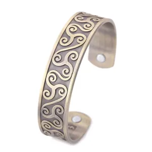LIKGREAT Ancient Celtics Knot Symbol Bangles Silver Color Magnetic Cuff Viking Rune Bracelet Triskel Vintage Health Care Jewelry