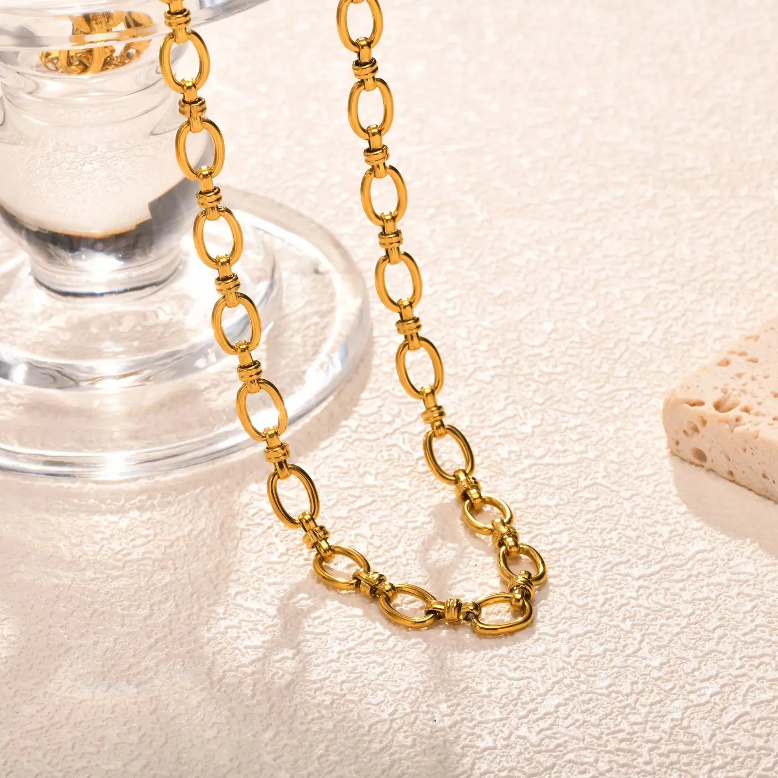 Link Me 201 Stainless Steel 18K Gold Plated Necklace