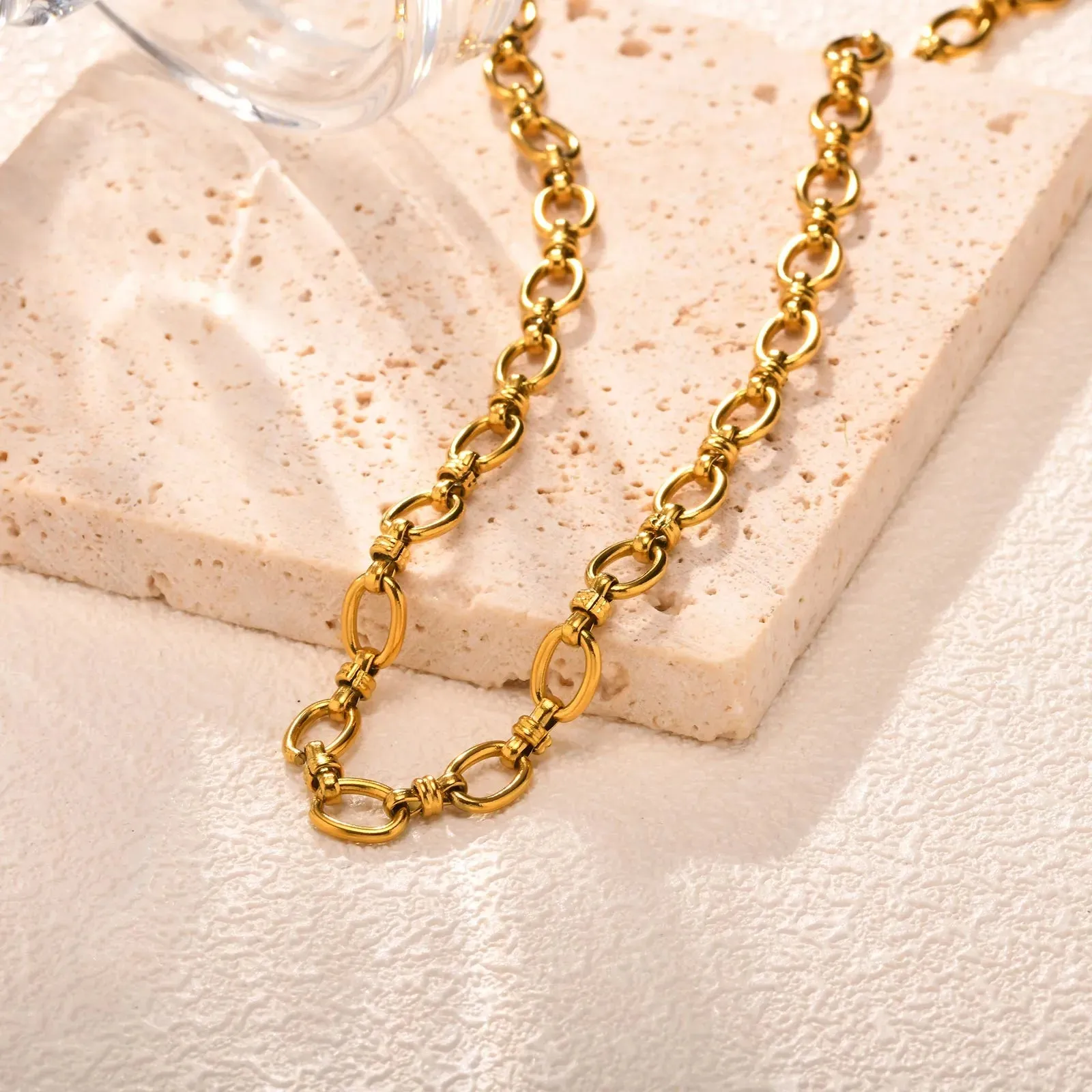 Link Me 201 Stainless Steel 18K Gold Plated Necklace