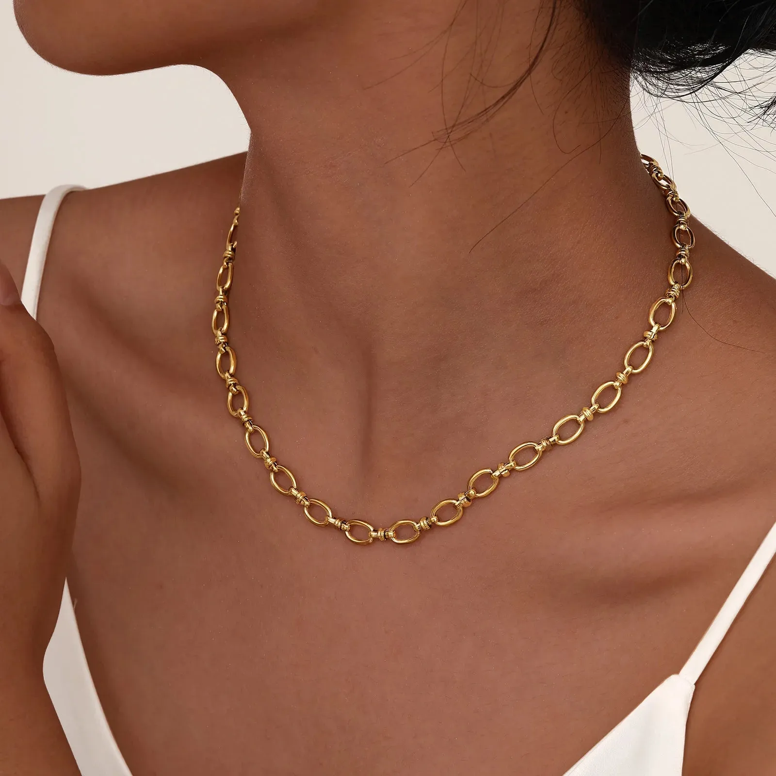 Link Me 201 Stainless Steel 18K Gold Plated Necklace
