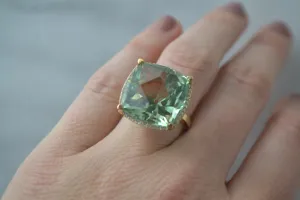 Lisa Nik 17mm Square Cut Green Amethyst Ring