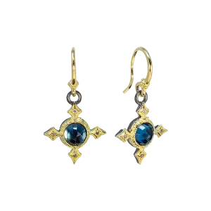 LONDON BLUE TOPAZ CRIVELLI CROSS DROP EARRING
