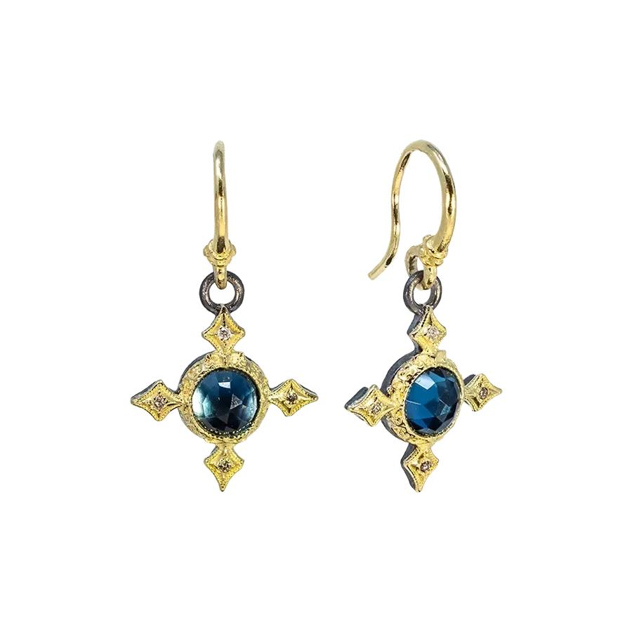 LONDON BLUE TOPAZ CRIVELLI CROSS DROP EARRING
